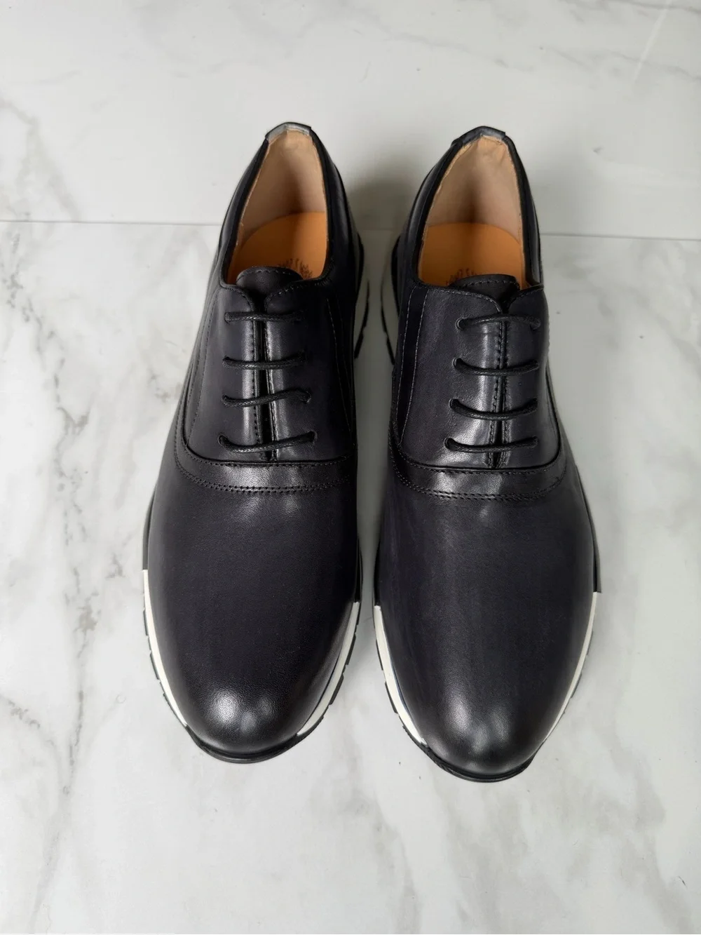 Men's Black Leather Derby Shoes - Sleek Lace-Up Dress Oxfords